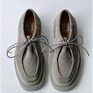 Grey suede chunky loafers